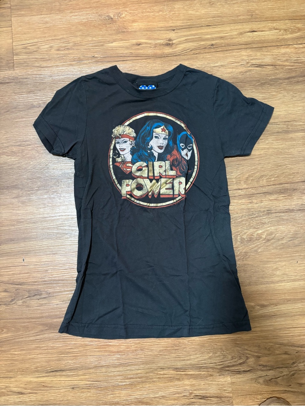 DC Comics Girl Power Wonder Woman Supergirl Batgirl T-Shirt Women’s XL Black